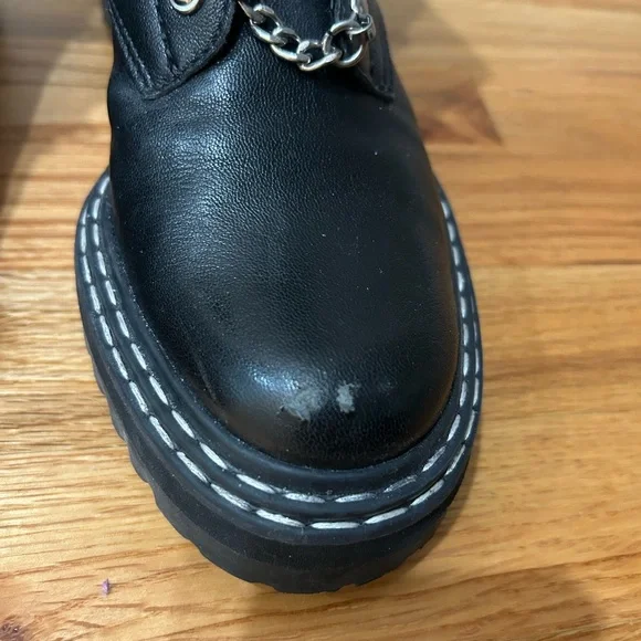 Black Combat Boots Womens 8M Metallic Vince Camuto Biker boot - Picture 4 of 7